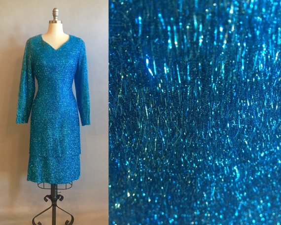 1960s Eyelash Lamé Cocktail Dress / 60s Party Dres