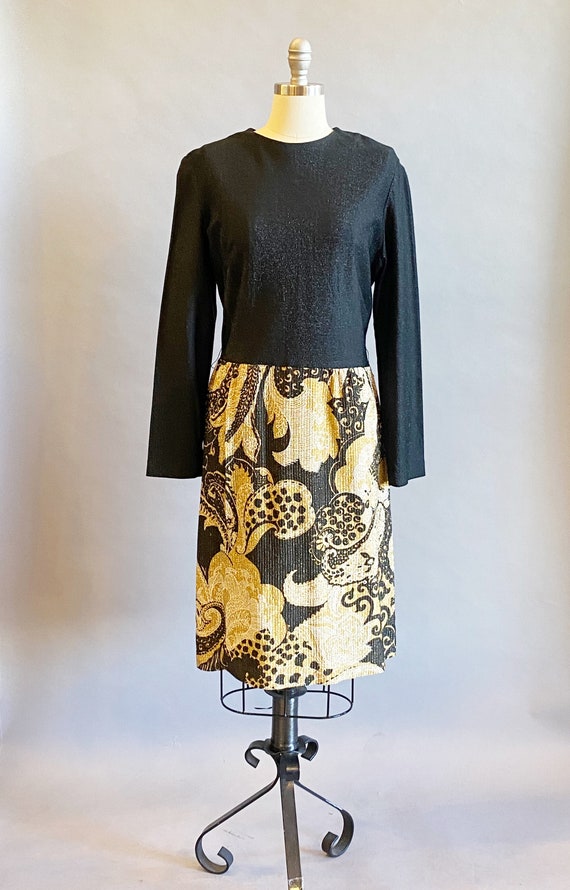 leslie fay gold dress Vintage 1960's Leslie Fay Gold Brocade Cocktail Dress