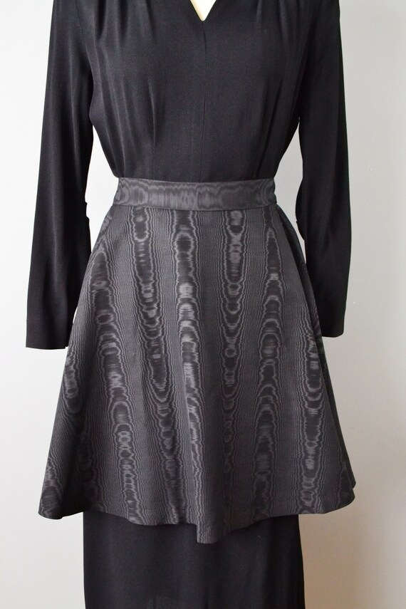 1940s Black Dress With Detachable Apron / 40s Bla… - image 8