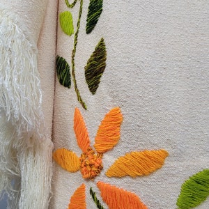 Handwoven in Mexico /1970s Cream Maxi Skirt and Fringed Vest / Embroidered Mexican / Size image 5