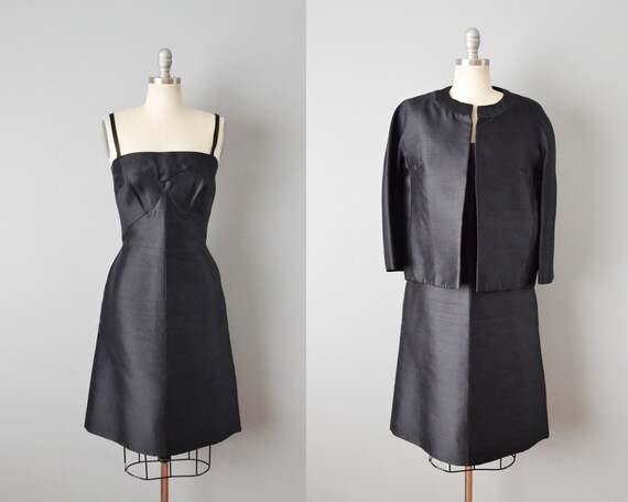 1960s Harvey Berin Dress Set / Black Cocktail Dres