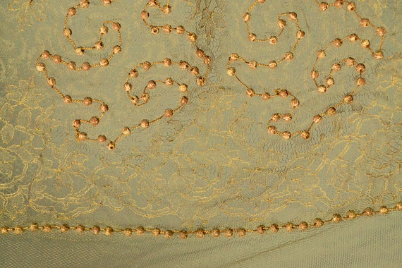 1900s Shawl / 1910 Silk Net and Lace Shawl with W… - image 9
