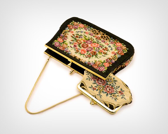 50s Purse // 1950’s Needlepoint Mini-Tapestry Bag
