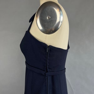 1960s Column Dress / Nina Ricci Navy Blue Silk Crepe Dress with Rhinestone Buckele / Size Small image 4