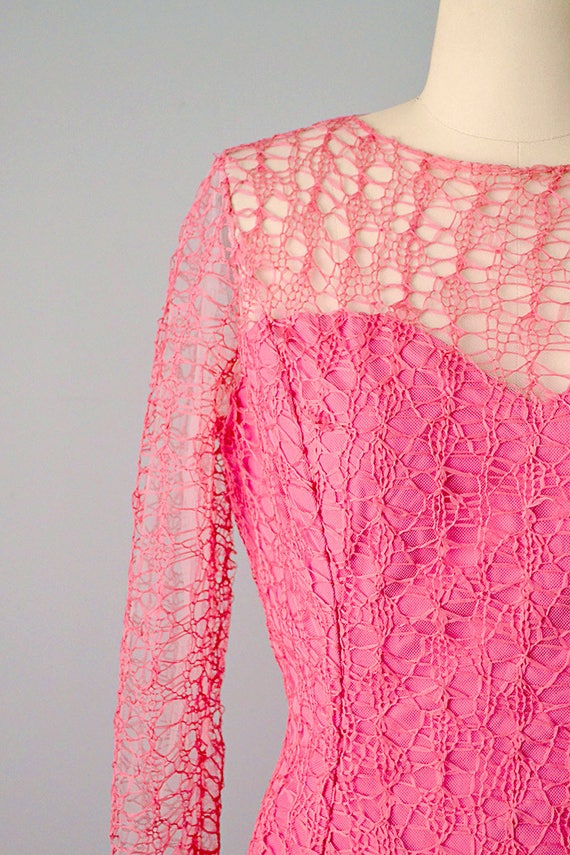 1950’s Mermaid Dress / Grace Poliner Gown / Pink … - image 2
