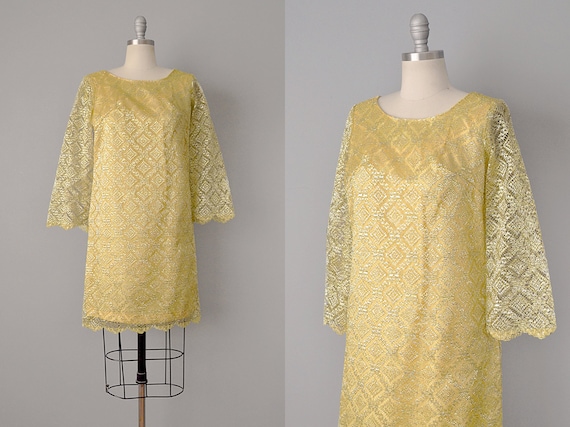gold lace mini dress