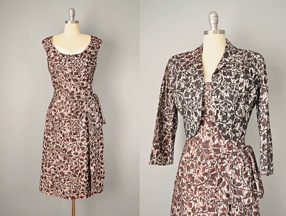 1950s Wiggle Dress / Dress with Matching Bolero /… - image 1