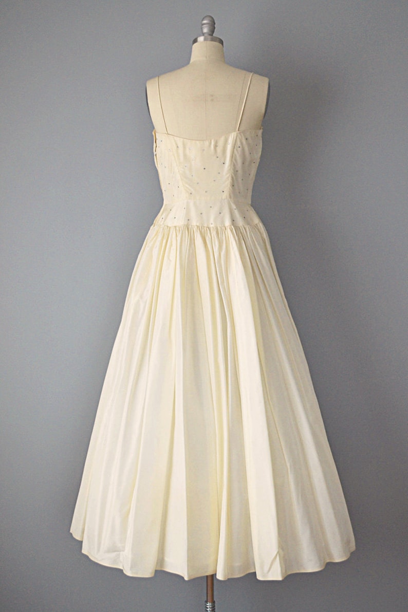 Vintage 50s Dress // 1950s Ivory Silk Taffeta Wedding Gown // | Etsy