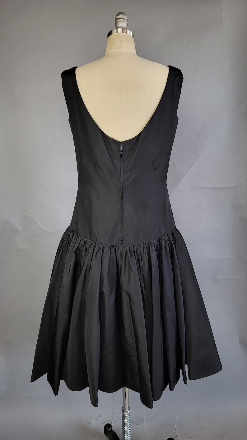 1960s Cocktail Dress / 1960s Black Silk Dress / 1960s Party Dress / Size Large image 4