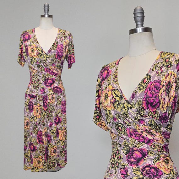 1940s Dress / 40s Rayon / 1940s Floral Dress / 19… - image 1