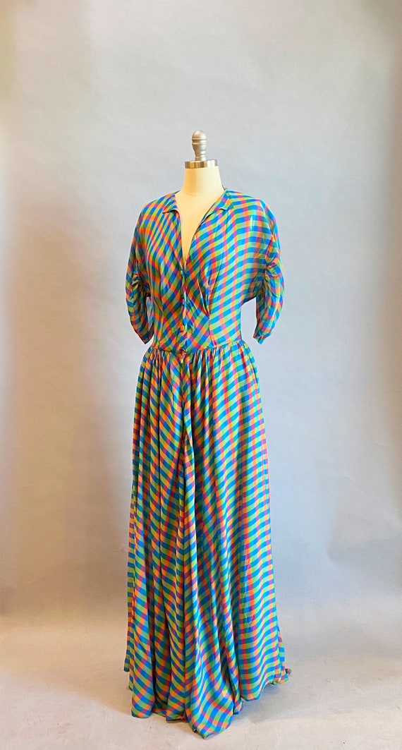 1940's Evening Dress / 1940s Plaid Dress / 1940s … - image 4
