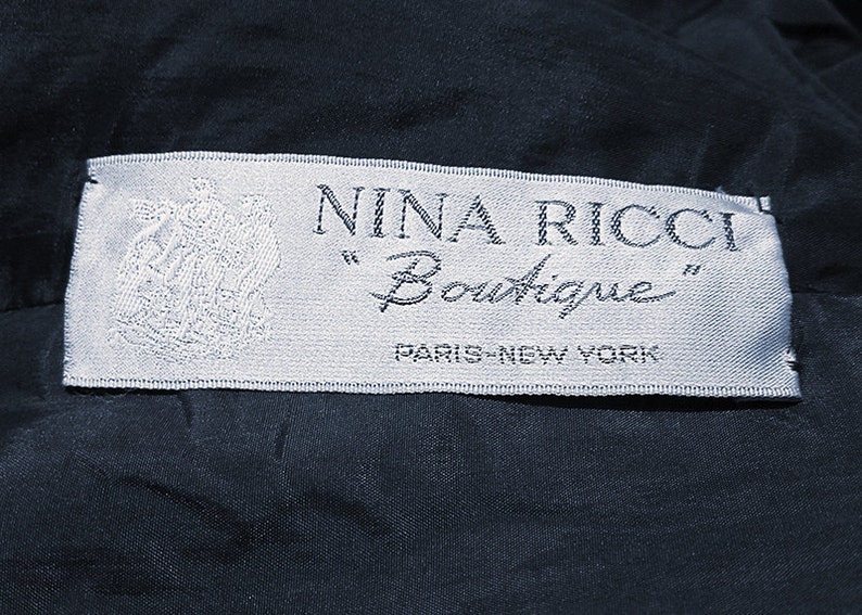 1960s Column Dress / Nina Ricci Navy Blue Silk Crepe Dress with Rhinestone Buckele / Size Small image 10