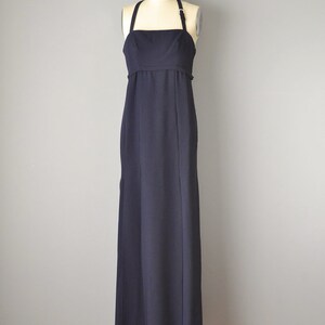 1960s Column Dress / Nina Ricci Navy Blue Silk Crepe Dress with Rhinestone Buckele / Size Small image 5