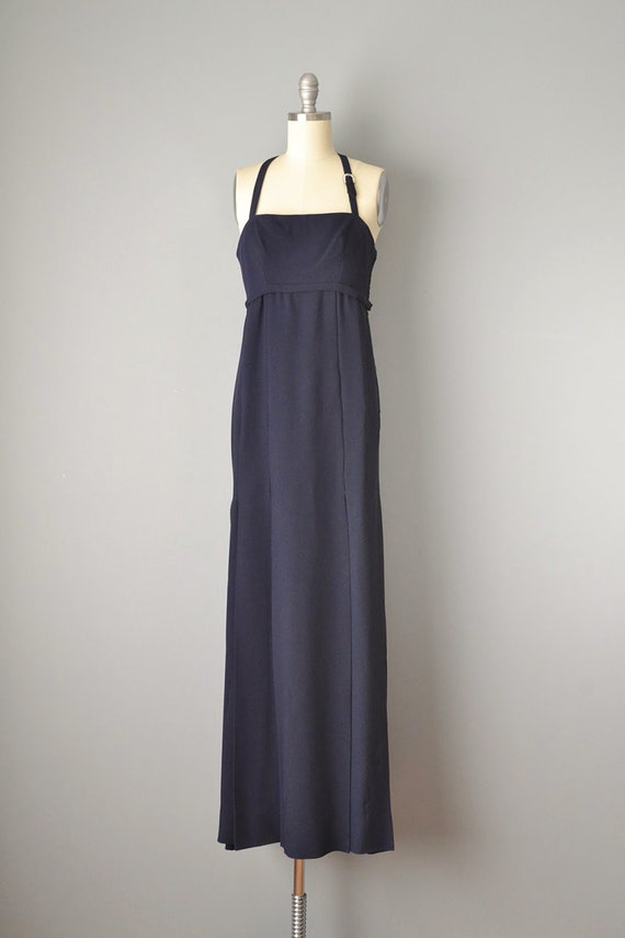 1960s Column Dress / Nina Ricci Navy Blue Silk Cr… - image 5