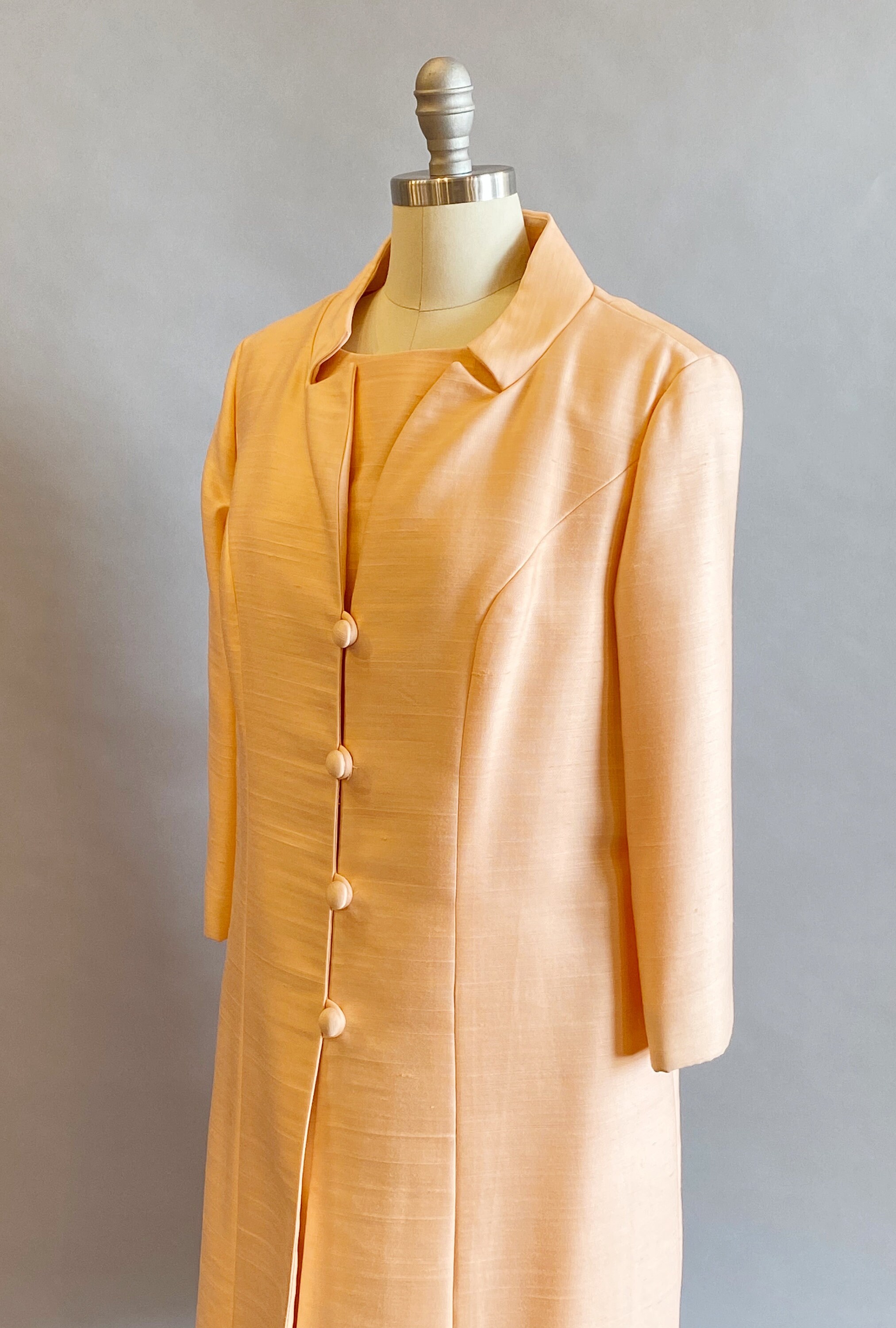 1960s Dress Set / Pale Coral Sheath 