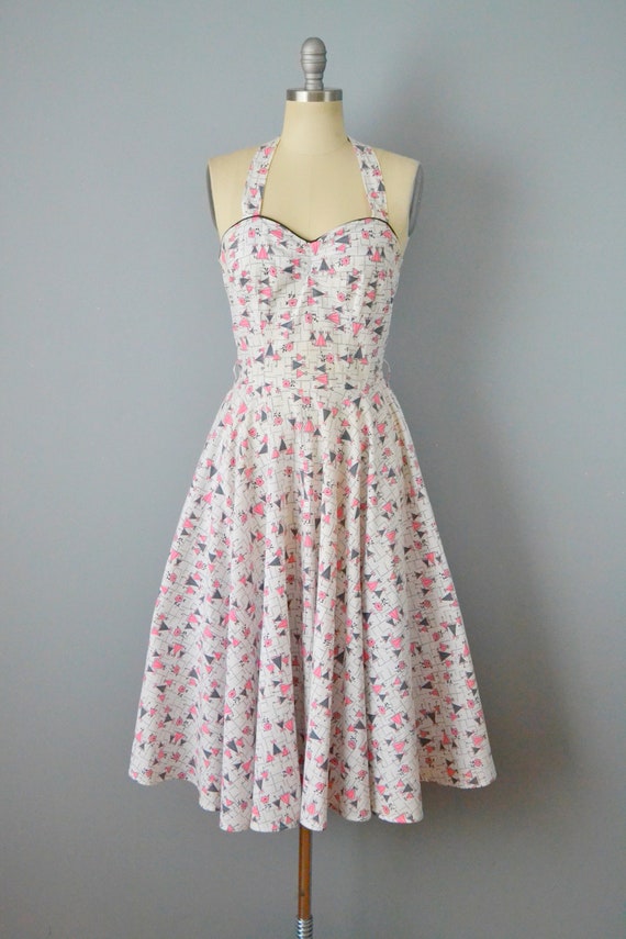 1950s Novelty Print Dress / Floral Print Dress / … - image 2