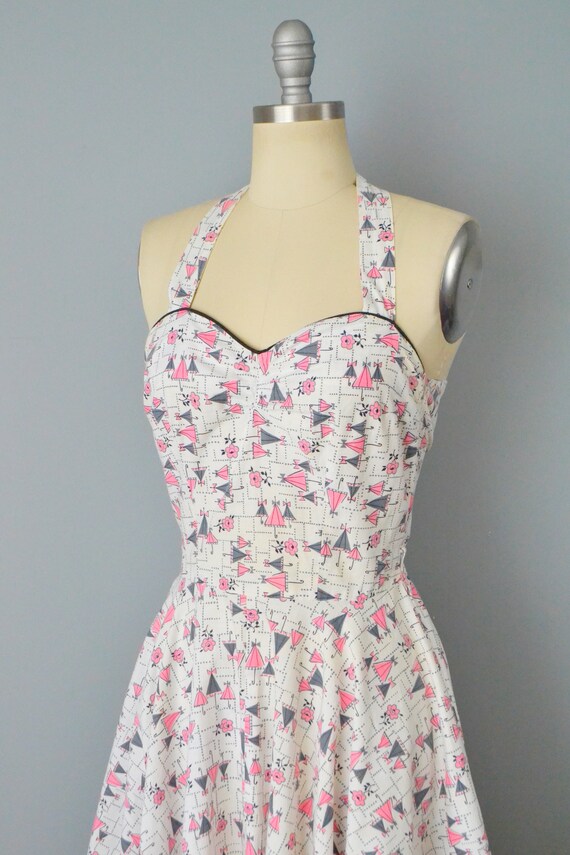 1950s Novelty Print Dress / Floral Print Dress / … - image 7