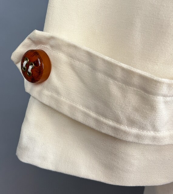 1960s Mod Coat / Celluloid Buttons & Chain on Whi… - image 9