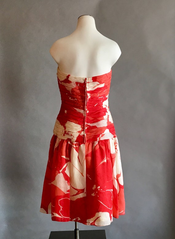 1980s Morton Myles Dress /Strapless Dress / Flora… - image 7