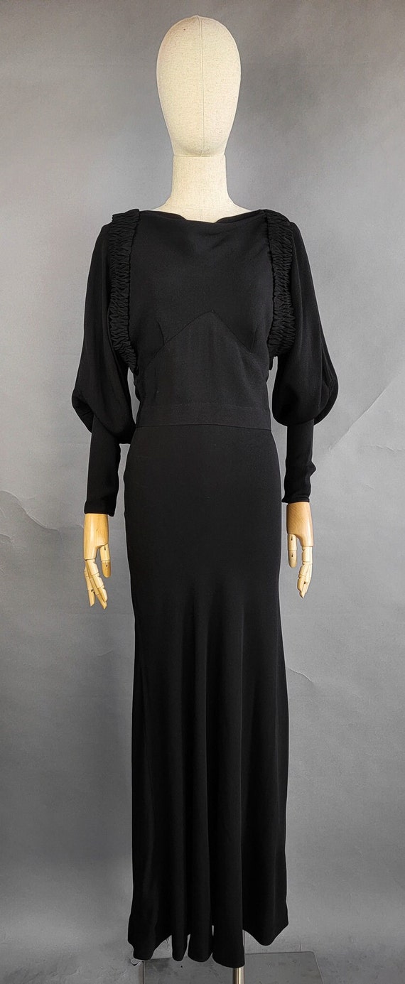 1930s Evening Gown / 1930s Black Bias Cut Dress with … - Gem