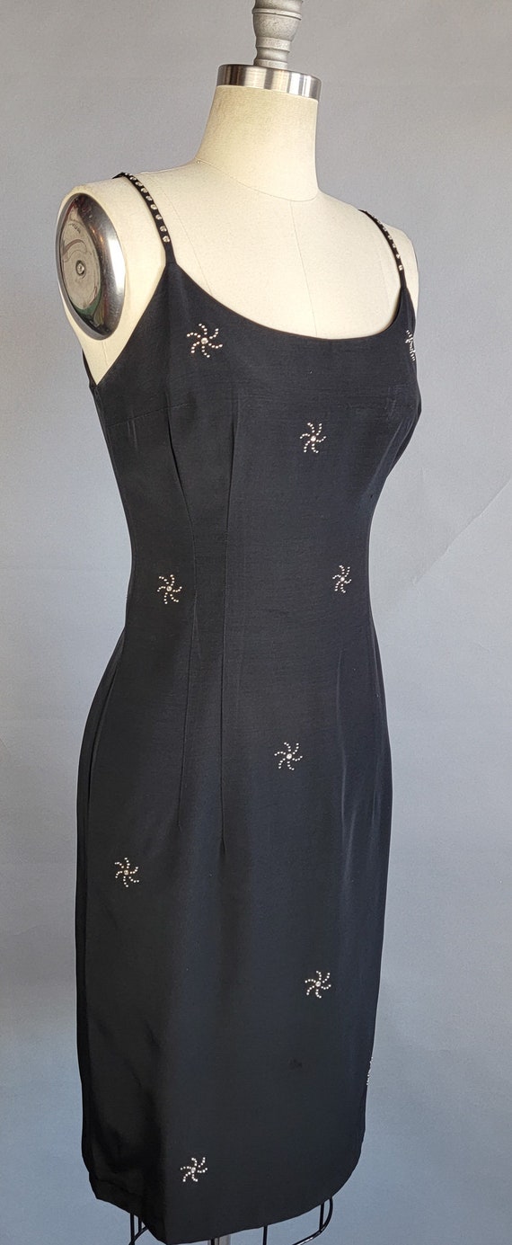 1950s Cocktail Dress / Late 1950s Black Faille Co… - image 2