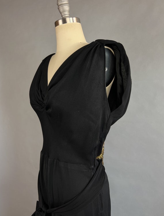 1930s Evening Gown / 1930s Backless Crepe Gown wi… - image 5