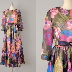 1970s Floral Maxi by Kiki Hart / Size Small-Medium image 1