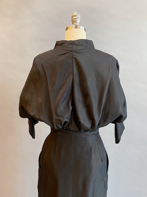 1950s Black Silk Dress / Samuel Winston Dress / D… - image 6