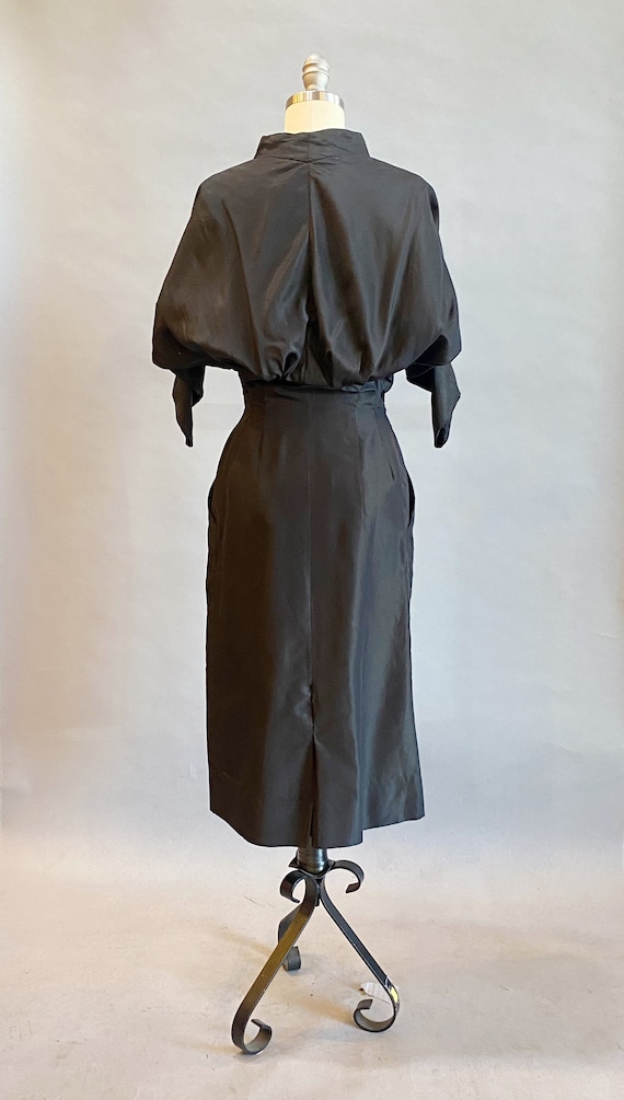 1950s Black Silk Dress / Samuel Winston Dress / D… - image 7