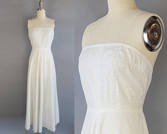 1930s Strapless Dress / 1930s Strapless Cotton Dr… - image 1
