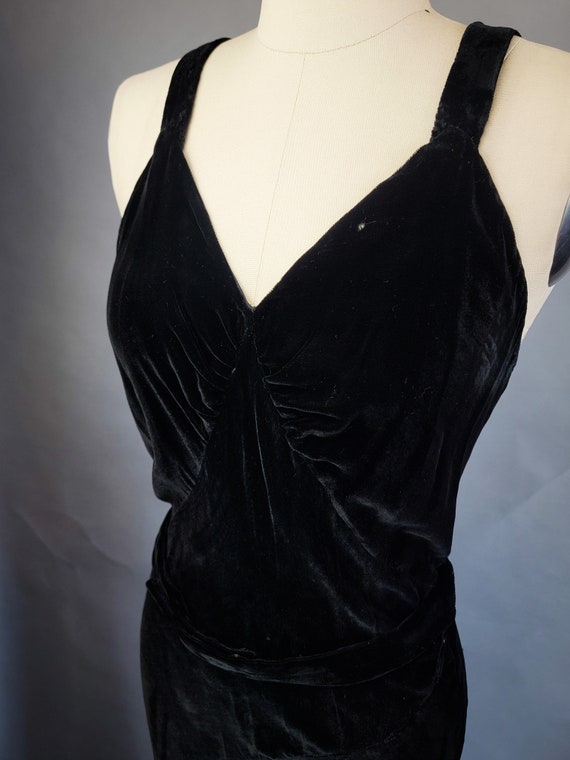 1930s Silk Velvet Gown / 1930s Black Silk Velvet … - image 7