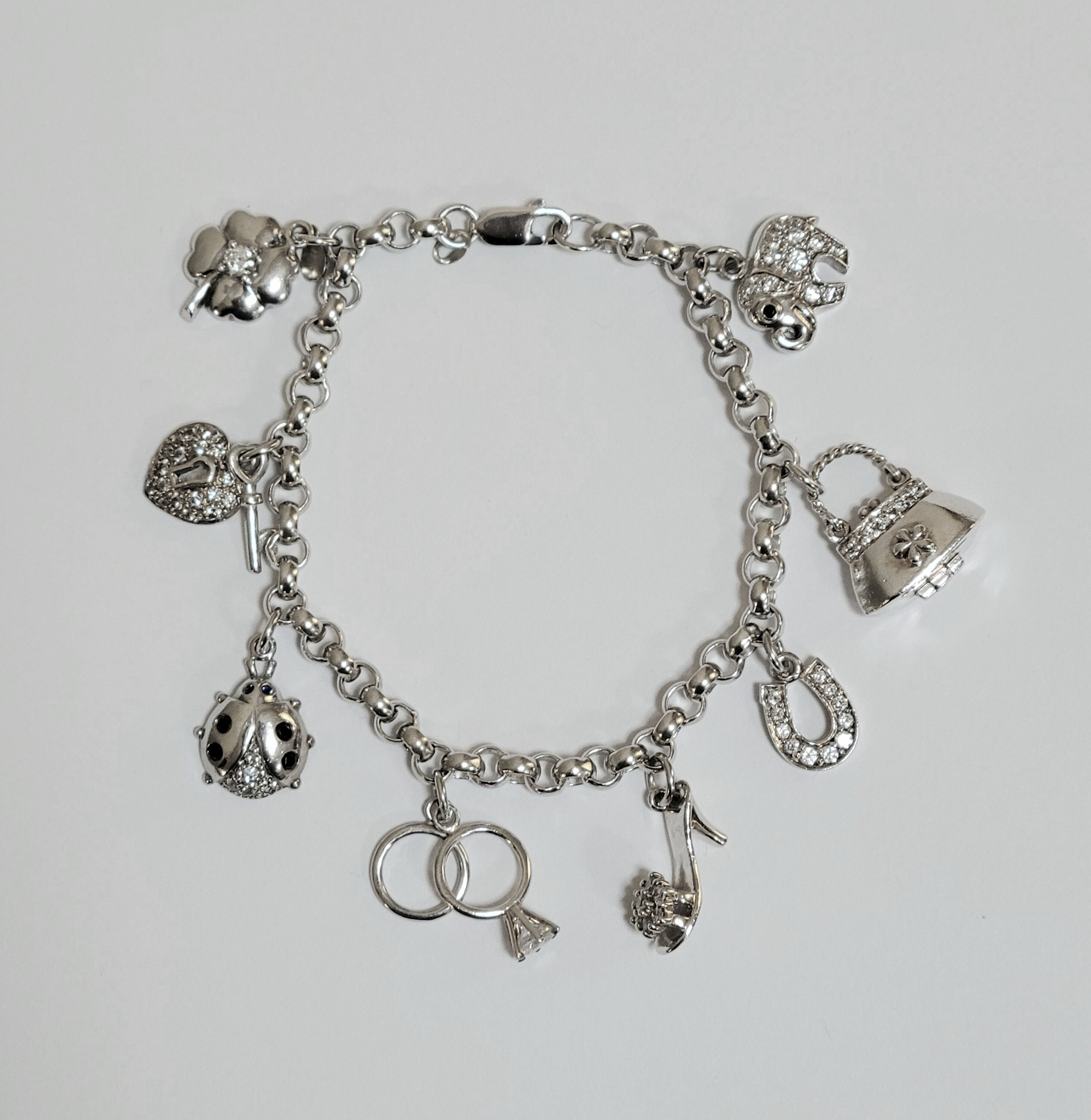 QVC Sterling 925 Charm Bracelet Diamonique 8 Perfect Etsy