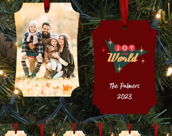 Personalized Joy to the World Christmas Ornament Custom Ornament Photo Ornament Holiday Ornament with Text