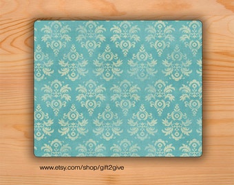 Mouse pad Floral Turquoise Cream Grunge Mousepad