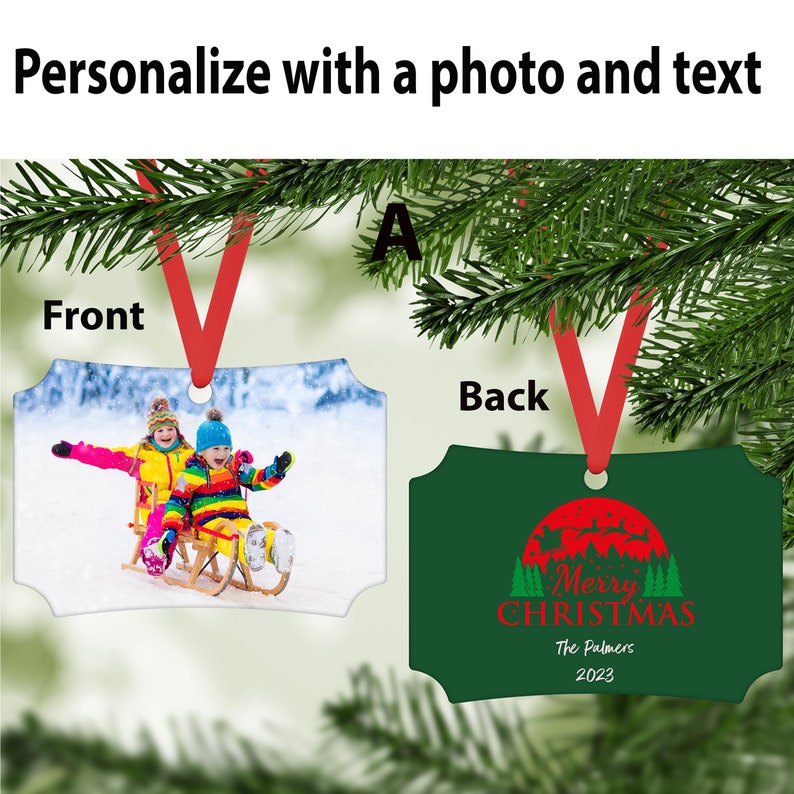 Photo Ornament Personalized Ornament Christmas Ornament Custom Family Keepsake Ornament Retro Ornament Joy to the World Ornament A