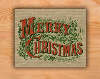 Mouse pad Merry Christmas burlap background Mousepad