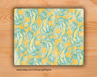 Mouse pad Faded Yellow Turquoise Paisley Grunge Mousepad