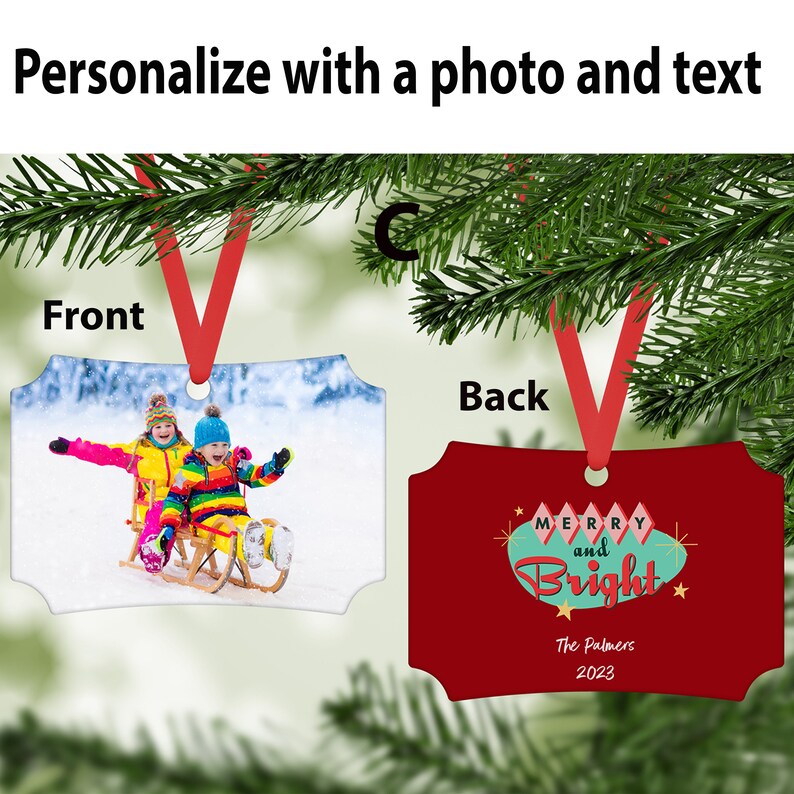 Photo Ornament Personalized Ornament Christmas Ornament Custom Family Keepsake Ornament Retro Ornament Joy to the World Ornament C