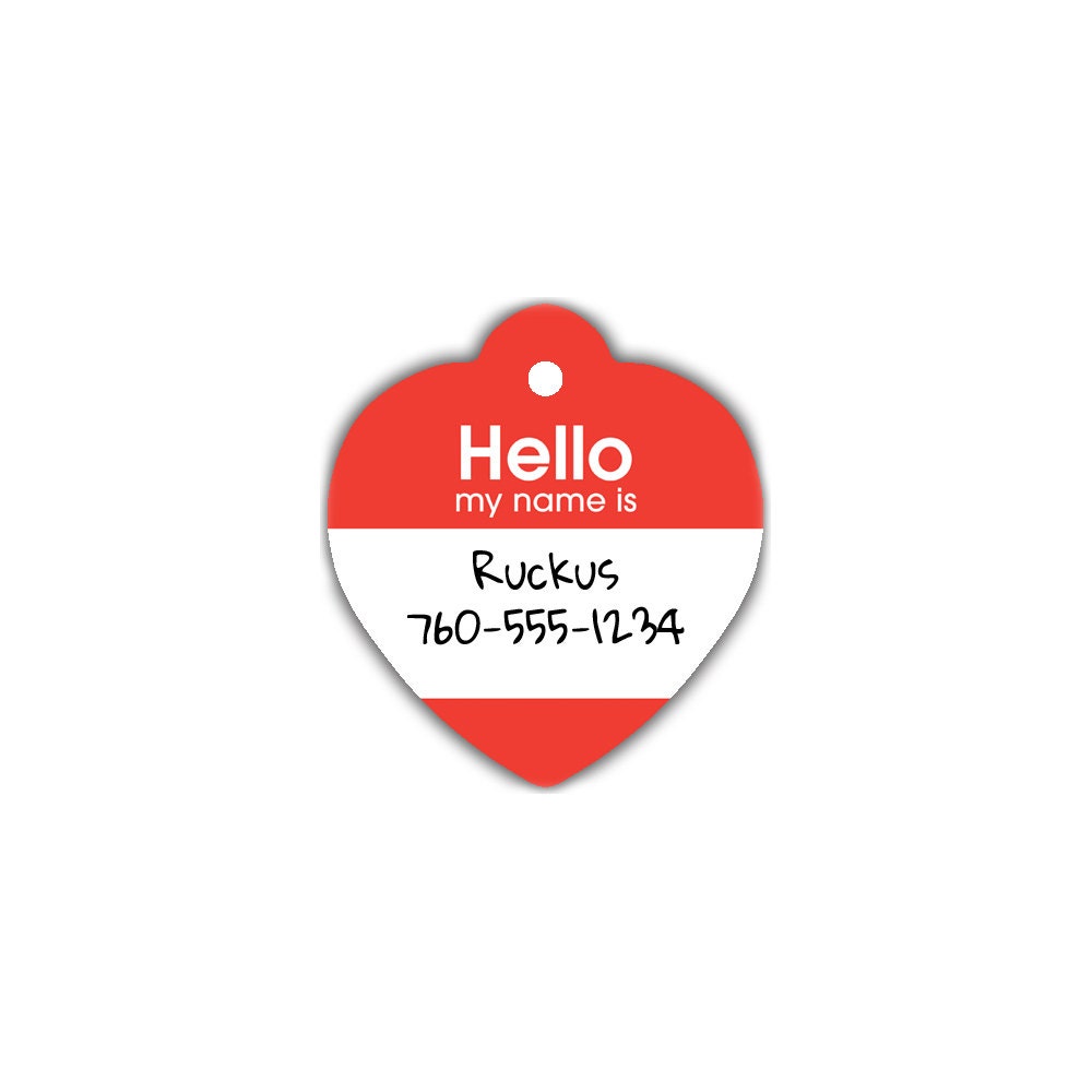 Dog Tag Art Cute Hello My Name Is Custom Pet ID Tag For Dogs And Cats