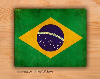 Mouse Pad Brazilian Flag Grunge Mousepad
