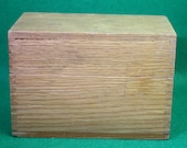 Vintage Oak finger jointed hinged lid recipe box with letter dividers