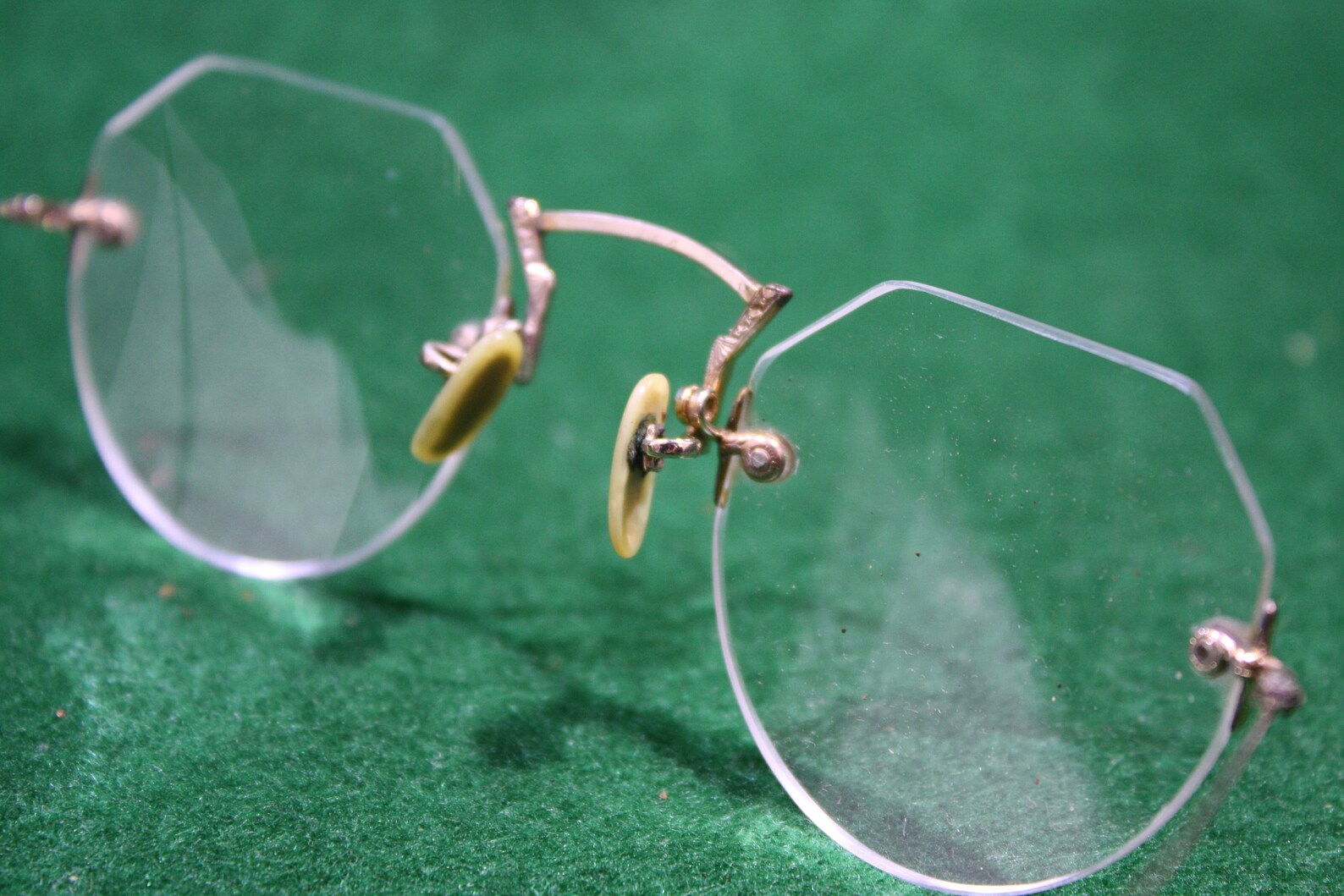 Vintage Gold Rimless Saddle Bridge Eyeglasses With Original Etsy