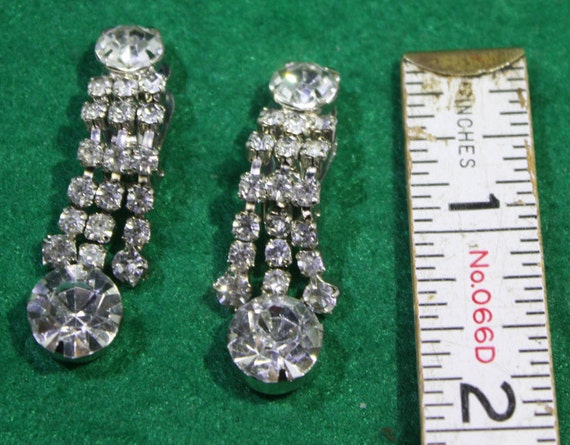 Vintage 1950 Rhinestone Earrings - Wedding / Brid… - image 2