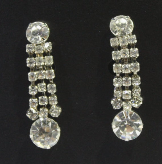 Vintage 1950 Rhinestone Earrings - Wedding / Brid… - image 5