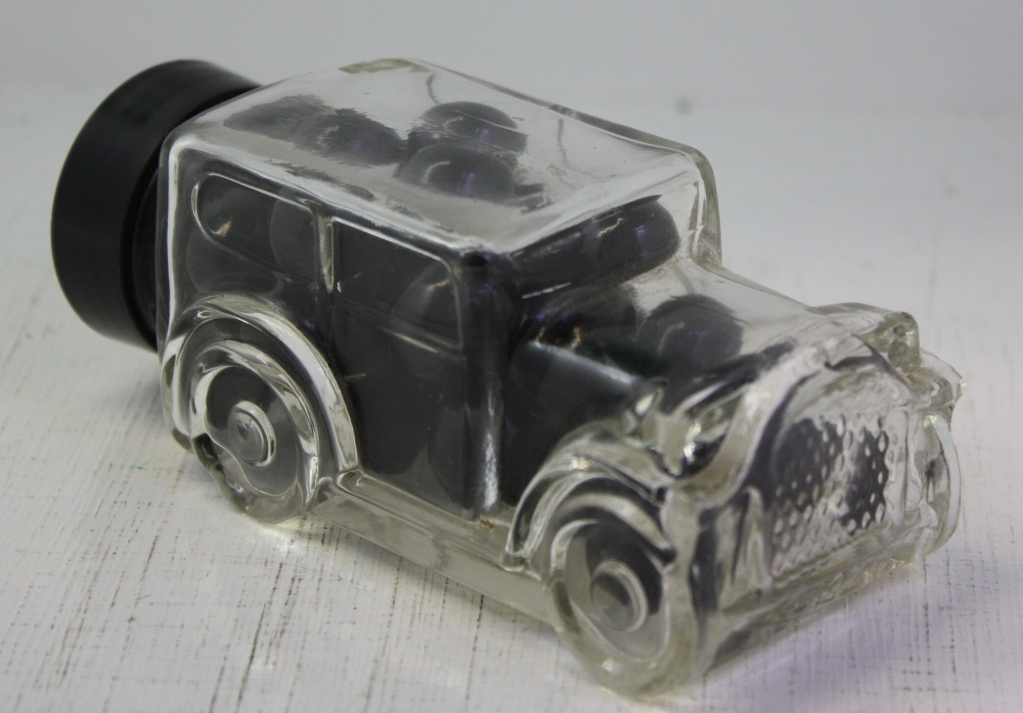 Vintage Glass car candy container with 29 Black marbles Etsy.de