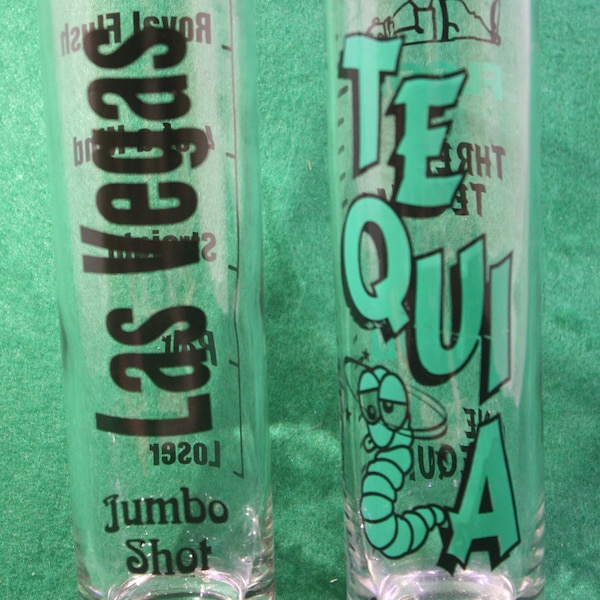 Vintage Las Vegas souvenir Jumbo shots glasses   - Breweriana