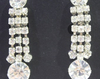 Vintage 1950 Rhinestone Earrings - Wedding / Bride  Free Shipping Domestic USA