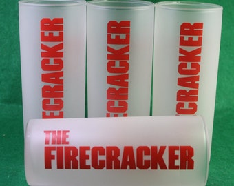 Vintage Set of (4) Seagram /Ocean Spray frosted cocktail &quot;Fire Cracker&quot;  recipe highball  Glass by Libby - Breweriana