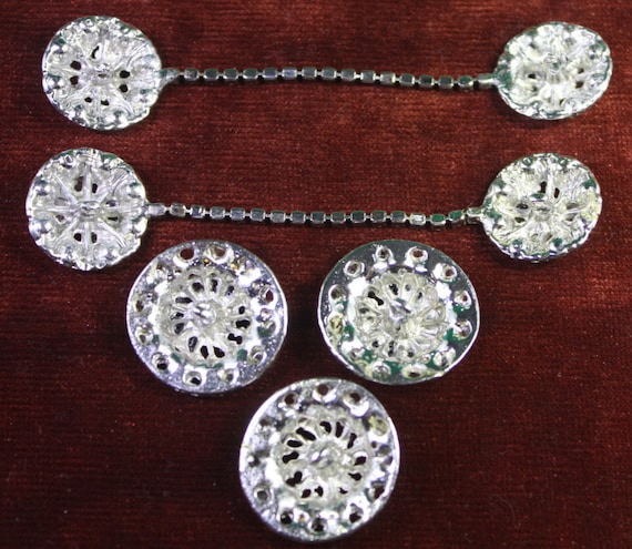 Vintage Lot  (3)  1950 Bridal Rhinestone button w… - image 5