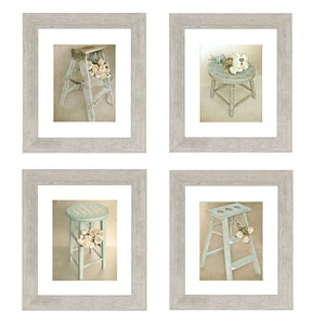 Farmhouse Stool Gallery- Farmhouse Kitchen Art, French Country Photography, Shabby Chic Wall Art Set, Rustic Kitchen or Bath Wall Art Prints